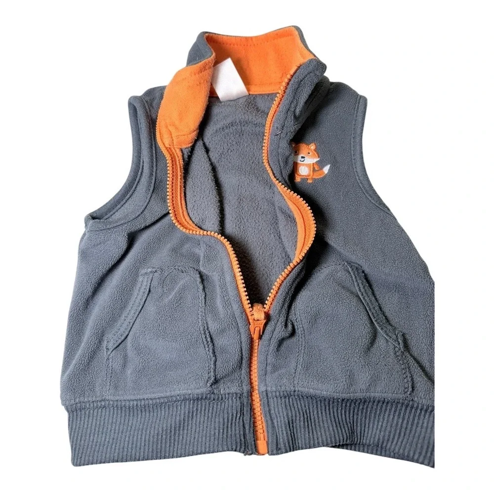 Carter's Baby Boy 9M Vest Pants‎ Jeans 6pc Lot Gray Black Blue Fox Glasses Print